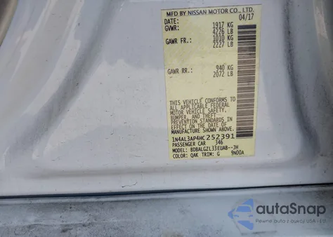 2017 Nissan Altima 2.5 S из США, поврежденный, VIN 1N4AL3AP4HC252391